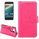 For Nexus 5X Magenta Crazy Horse Leather Case with Holder, Card Slots & Wallet