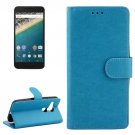 For Nexus 5X Blue Crazy Horse Leather Case with Holder, Card Slots & Wallet
