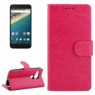 For Nexus 5X Magenta Crazy Horse Leather Case with Holder, Card Slots & Wallet
