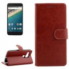For Nexus 5X Brown Crazy Horse Leather Case with Holder, Card Slots & Wallet