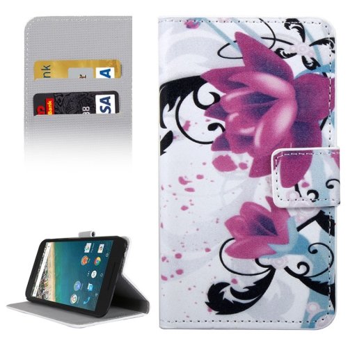 For Nexus 5X Flower Pattern Leather Case with Holder, Card Slots & Wallet