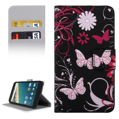 For Nexus 5X Flower Pattern Leather Case with Holder, Card Slots & Wallet