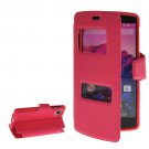 For Nexus 5 Magenta Flip Leather Case with Call Display ID & Holder