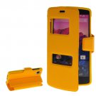 For Nexus 5 Yellow Flip Leather Case with Call Display ID & Holder