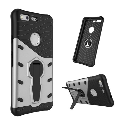 For Google Pixel Grey Rotating Tough Armor TPU+PC Case with Holder