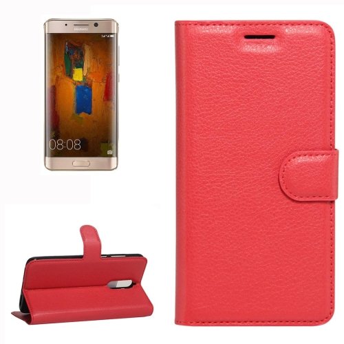 For Huawei Mate 9 Pro Red Leather Case with Holder, Card Slots & Wallet