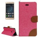 For Huawei P9 Lite Denim Pink Leather Case with Holder & Card Slots