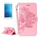 For Huawei P9 Lite Pink Skull Leather Case with Holder, Card Slots & Wallet
