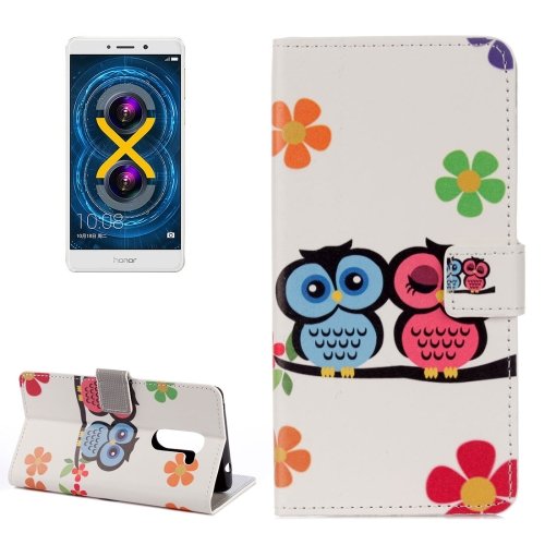 For Honor 6X Lovers Owl Pattern Leather Case with Holder, Card Slots & Wallet