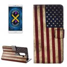 For Honor 6X US Flag Pattern Leather Case with Holder, Card Slots & Wallet