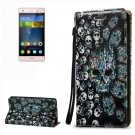 For Huawei P8 Lite 3D Skull Leather Case with Holder, Card Slots & Lanyard