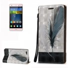 For Huawei P8 Lite 3D Feather Leather Case with Holder, Card Slots & Lanyard