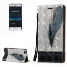 For Huawei P9 Lite 3D Feather Leather Case with Holder, Card Slots & Lanyard