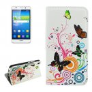 For Huawei Y6 Butterfly Pattern Leather Case with Holder, Card Slots & Wallet