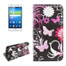 For Huawei Y6 Butterfly Pattern Leather Case with Holder, Card Slots & Wallet