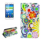 For Huawei Y6 Fireworks Pattern Leather Case with Holder, Card Slots & Wallet