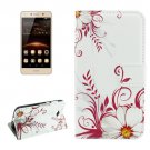 For Huawei Y5 II Buds Pattern Leather Case with Holder, Card Slots & Wallet