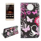 For Huawei Y5 II Butterfly Pattern Leather Case with Holder, Card Slots & Wallet