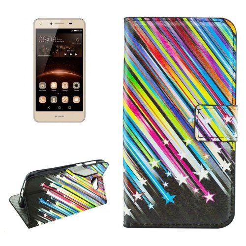 For Huawei Y5 II Meteor Pattern Leather Case with Holder, Card Slots & Wallet