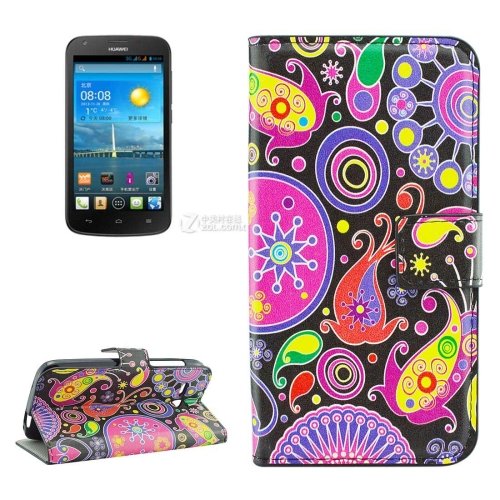 For Ascend Y600 Acaleph Pattern Leather Case with Holder, Card Slots & Wallet