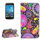 For Ascend Y600 Acaleph Pattern Leather Case with Holder, Card Slots & Wallet