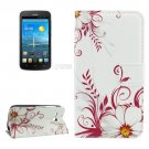 For Ascend Y600 Buds Pattern Leather Case with Holder, Card Slots & Wallet