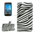 For Ascend Y600 Zebra Pattern Leather Case with Holder, Card Slots & Wallet