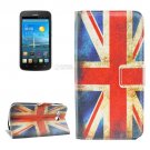 For Ascend Y600 UK Flag Pattern Leather Case with Holder, Card Slots & Wallet