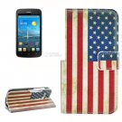 For Ascend Y600 US Flag Pattern Leather Case with Holder, Card Slots & Wallet