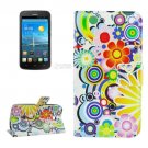 For Ascend Y600 Fireworks Pattern Leather Case with Holder, Card Slots & Wallet