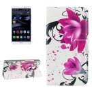 For Huawei Mate 8 Lotus Pattern Leather Case with Holder, Card Slots & Wallet