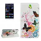 For Huawei Mate 8 Butterfly Pattern Leather Case with Holder, Card Slots & Wallet