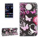 For Huawei Mate 8 Butterfly Pattern Leather Case with Holder, Card Slots & Wallet