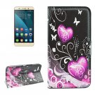 For Honor 4X Hearts Pattern Leather Case with Holder, Card Slots & Wallet