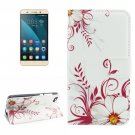 For Honor 4X Buds Pattern Leather Case with Holder, Card Slots & Wallet