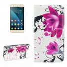 For Honor 4X Lotus Pattern Leather Case with Holder, Card Slots & Wallet