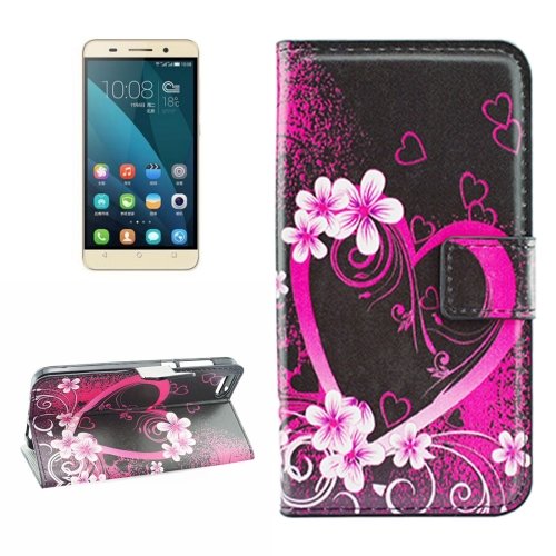 For Honor 4X Peach Pattern Leather Case with Holder, Card Slots & Wallet