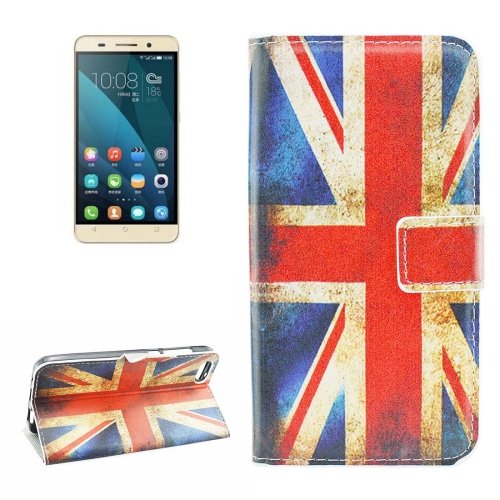 For Honor 4X UK Flag Pattern Leather Case with Holder, Card Slots & Wallet