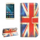 For Honor 4X UK Flag Pattern Leather Case with Holder, Card Slots & Wallet