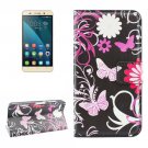 For Honor 4X Butterfly Pattern Leather Case with Holder, Card Slots & Wallet