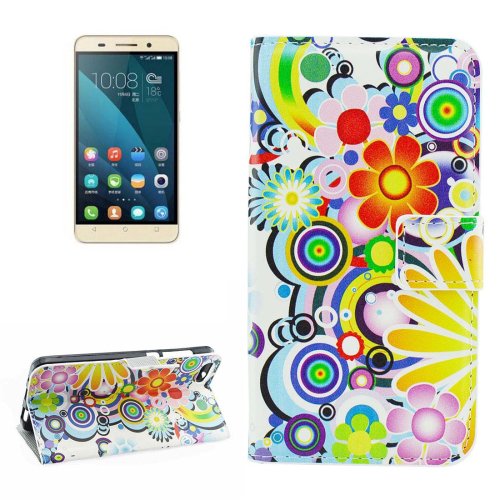 For Honor 4X Fireworks Pattern Leather Case with Holder, Card Slots & Wallet