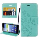 For Huawei Y6 II Green Butterflies Leather Case with Holder, Card Slots & Wallet