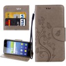 For Huawei Y6 II Grey Butterflies Leather Case with Holder, Card Slots & Wallet