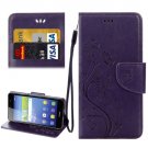 For Huawei Y6 II Purple Butterflies Leather Case with Holder, Card Slots & Wallet