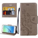 For Huawei NovaI Grey Butterflies Leather Case with Holder, Card Slots & Wallet
