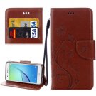 For Huawei NovaI Brown Butterflies Leather Case with Holder, Card Slots & Wallet