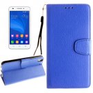 For Honor 4A & Y6 Blue Litchi Leather Case with Holder, Card Slots & Wallet