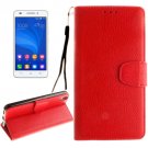 For Honor 4A & Y6 Red Litchi Leather Case with Holder, Card Slots & Wallet