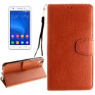 For Honor 4A & Y6 Brown Litchi Leather Case with Holder, Card Slots & Wallet