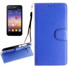 For Ascend Y550 Blue Litchi Leather Case with Holder, Card Slots & Wallet